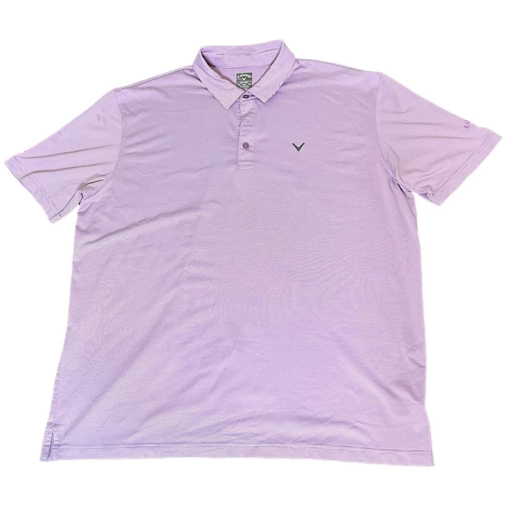 Callaway OPTI DRI XXL Men's Golf Polo Short Sleeve Purple and White Striped